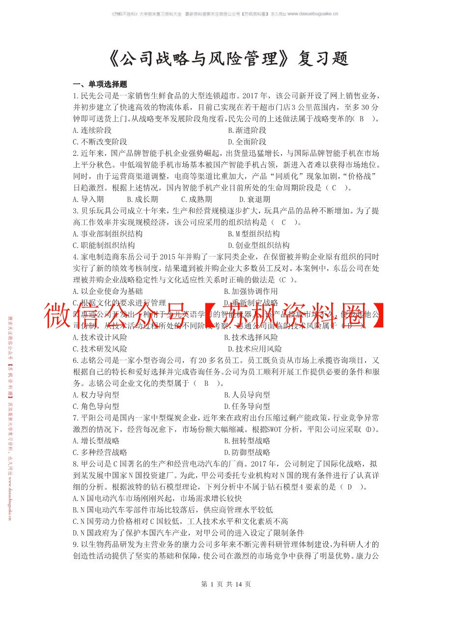 公司战略与风险管理